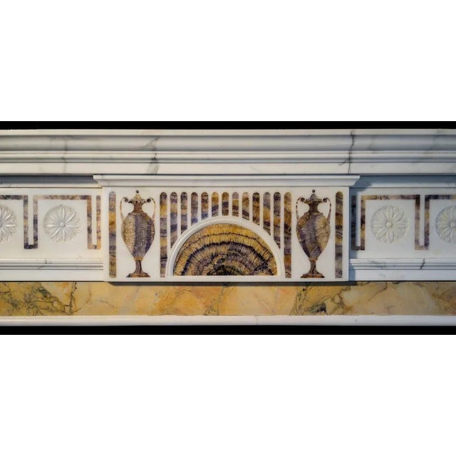 Large Georgian Style Fireplace Mantel in Statuary and Bluejohn Marble For Sale - Image 4 of 5