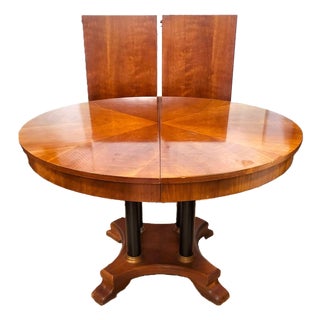 Vintage Cherry Neoclassical Biedermeier Style Dining Table +2 Leaves Ethan Allen For Sale