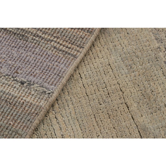 Beige Rug & Kilim’s Modern Textural Rug in Beige-Brown Geometric Stripes and Striae For Sale - Image 8 of 8