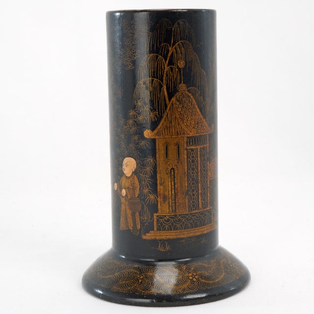 Antique Japanese Lacquer Chinoiserie Brush/Pen Holder Spill Vase Late 19th Century For Sale - Image 4 of 10