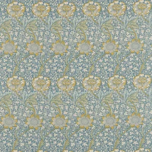 Morris & Co Kennet Fabric in Sea Blue/Lichen