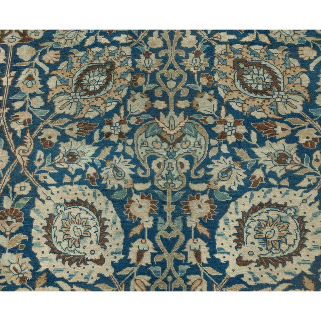 Vintage Persian Tabriz Botanic Handmade Wool Carpet For Sale In New York - Image 6 of 7
