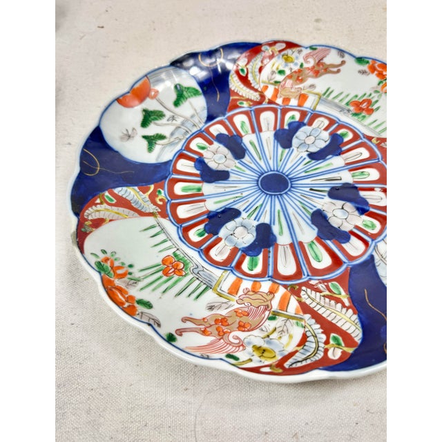Ceramic Large Vintage Imari Decorative Plate For Sale - Image 7 of 9