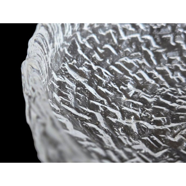 Transparent Mid 20th Century Scandinavian Brutalist Textured Glass Bowl For Sale - Image 8 of 12