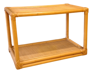 Small Vintage Italian Console Table in Rattan and Bamboo, 1970s