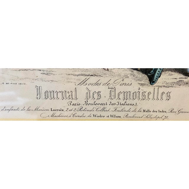 Antique Hand Colored French Fashion Engraving - Circa 1879 For Sale In Dallas - Image 6 of 10