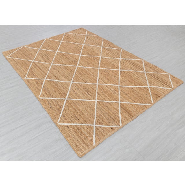 Modern Modern Geometric Bohemian Jute Rug 3x12Ft. For Sale - Image 3 of 13