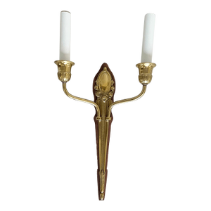 Vintage Neoclassical Style Solid Brass Wall Sconce Two Light Arm