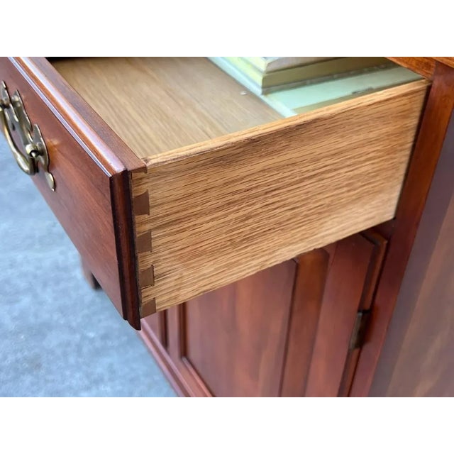 Wood Mid 20th Century Henkel Harris American Colonial Cherry Wood Server or Bar Cabinet For Sale - Image 7 of 12