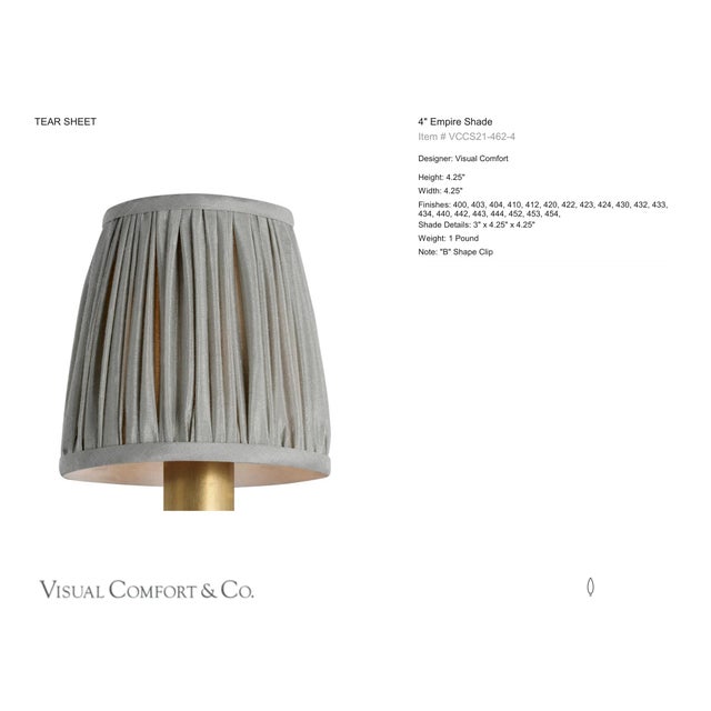 Visual Comfort Signature 4" Pleated Mist Silk Shade Designer: Visual Comfort Signature Height: 4.25" Base: Shade Details:...