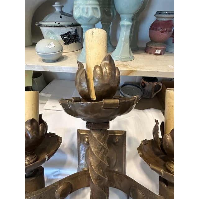 Gothic Antique French Heavy Bronze Gothic Sconces- A Pair For Sale - Image 3 of 14