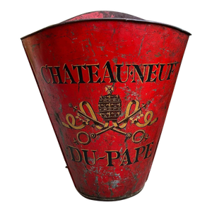 Antique French Vineyard Grape Hod Wine Bucket Winery Red Urn Fireside Box C1890