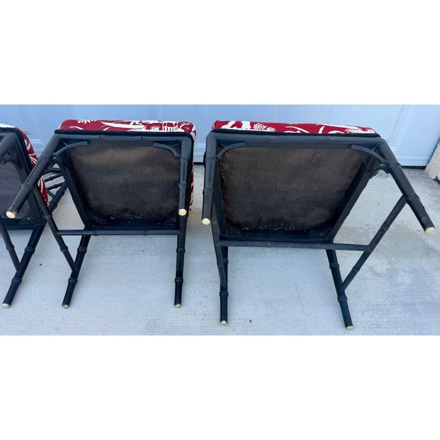 Set of Six 1970s Black Chinese Chippendale Style Faux Bamboo Dining Chairs For Sale - Image 11 of 12