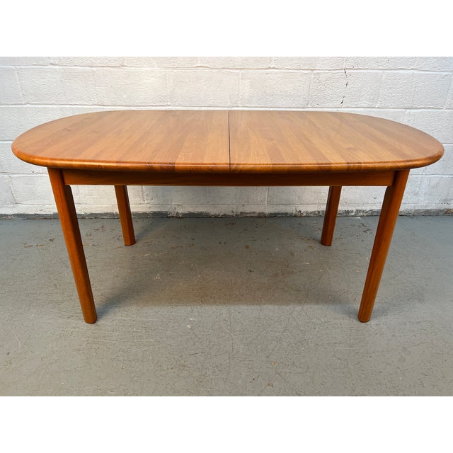 Mid-Century Modern Mid-Century Modern Teak Oval Extension Dining Table For Sale - Image 3 of 16