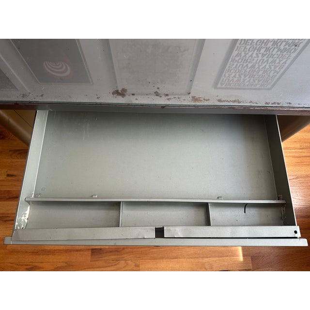 Gray Vintage McDowell & Craig Vintage Tanker Desk With Custom Glass Top For Sale - Image 8 of 10