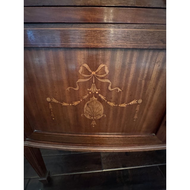 Antique French Louis XVI Demilune Mahogany Calacatta Viola Marble Top Buffet Sideboard Credenza For Sale - Image 12 of 18