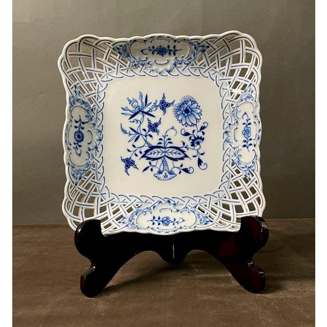 Signed Blue Onion Plate from Meissen Porcelain For Sale - Image 9 of 12