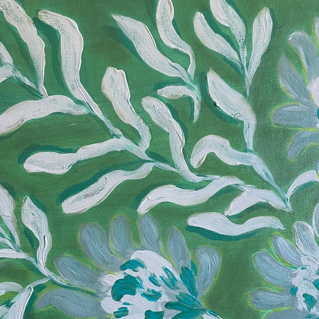 Original Floral Painting — Acrylic on Canvas Board in Gilded Bamboo Frame, Botanical Wall Art by Tatiana Duperault For Sale - Image 4 of 5