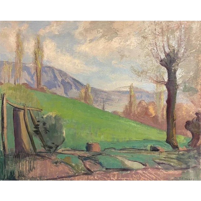 Forest Green Pierre-Eugène Vibert, Landscape, 1905, Oil on Canvas For Sale - Image 8 of 8