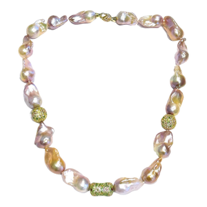 Bochic “Capri” Vintage Baroque Pearl & Multi Gem Necklace Set in 18K & Silver