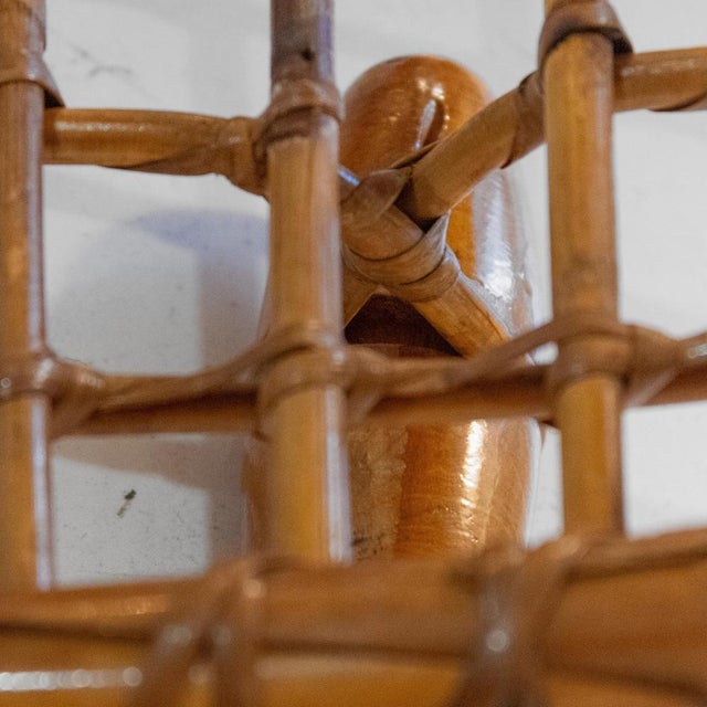 Mid-Century Modern Italian Bamboo and Rattan Coat Rack, 1960s For Sale - Image 6 of 12