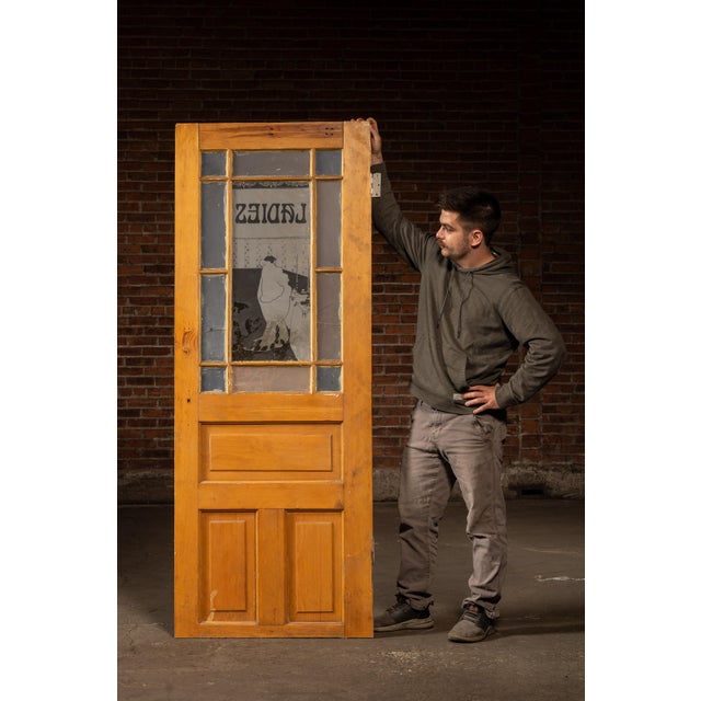 Salvaged ladies restroom door from The Filling Station Pub & Grill in downtown St. Charles, Illinois, a longtime local...