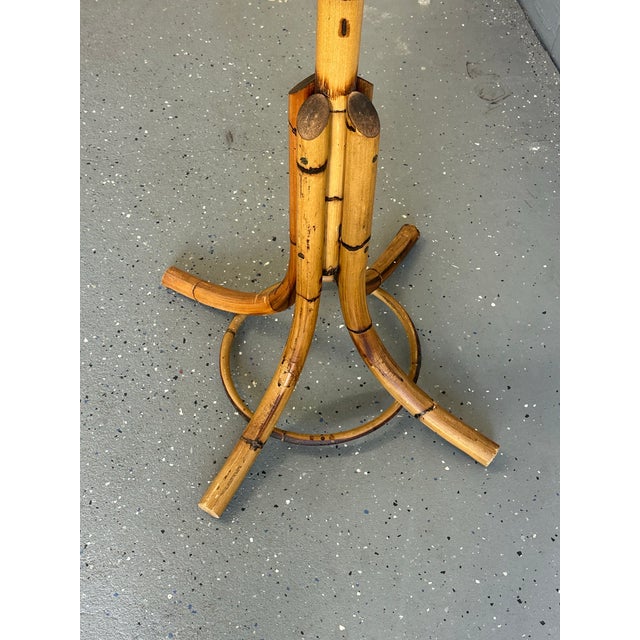 Wood 1960s Italian Bamboo and Rattan Coat Rack Tree Attributed to Rosenthal Netter For Sale - Image 7 of 9