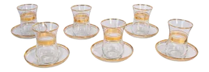 Turkish Tea Glasses with Gold Overlay - Set of 6