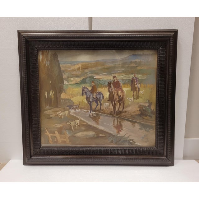 Modern Pedro Mozos, Hunting Day, 1950s, Tempera on Cardboard For Sale - Image 3 of 14