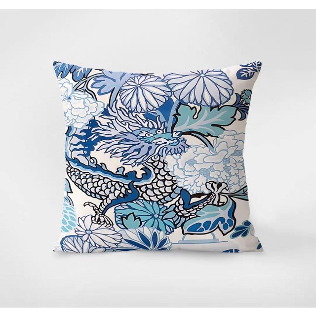 Chinoiserie Blue Dragon Playing With Flowers · Dancer Reflecting Melody For Sale - Image 3 of 5