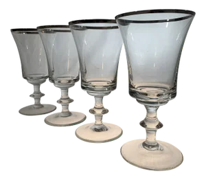 Vintage Gorham Platinum Rim Cavalier Water Goblets - Set of 4