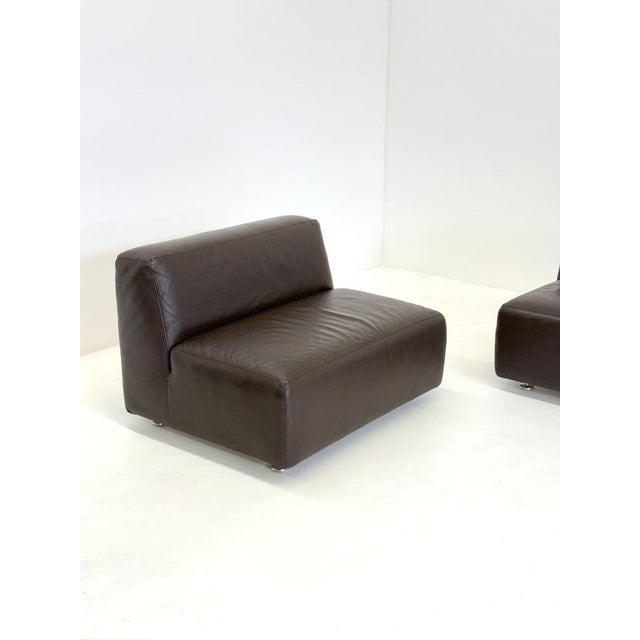 Vintage Space Age Leather Modular Sofa in Dark Brown, 1980s, Set of 3 For Sale - Image 4 of 11