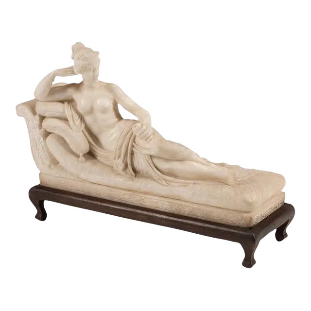 Pauline Bonaparte as Venus Victrix Alabaster Sculpture After Antonio Canova For Sale
