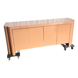 Postmodern Salmon Pink Lacquer Laminate Sculpted Credenza For Sale