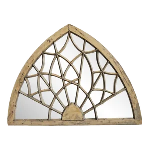 Antique Arched Wood Transom Mirror