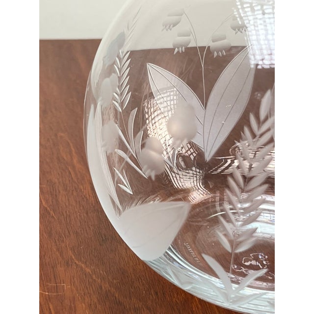 Transparent Vintage Tiffany & Co. Etched Crystal Pitcher Featuring a Lily of the Valley Floral Motif For Sale - Image 8 of 9