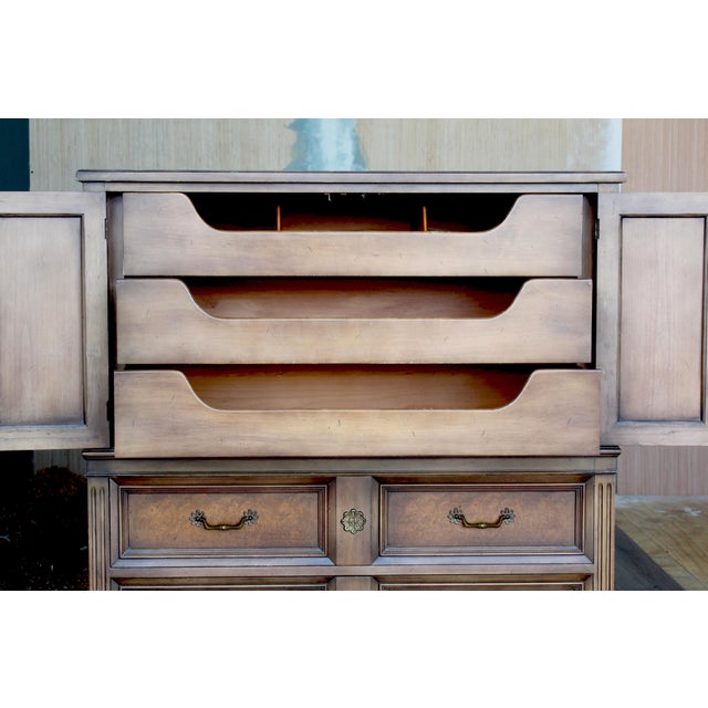 Mid-Century Modern Mid-Century Walnut & Burlwood Highboy For Sale - Image 3 of 6