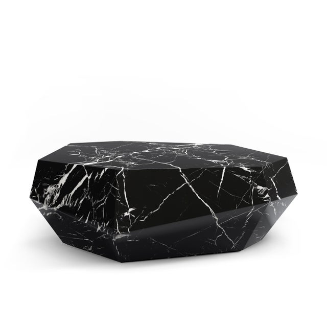 Three Rocks Low Coffee Table in Nero Marquina Marble from Insidherland For Sale - Image 4 of 4