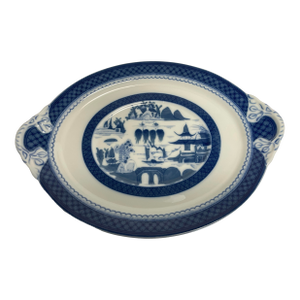 Mid 20th Century Mottahedeh Canton Blue and White Large Platter With Handles