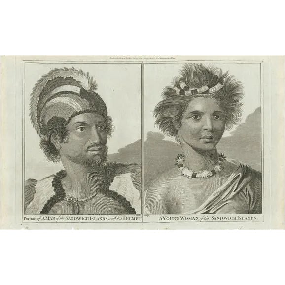 Hogg, Regalia of the Sandwich Islands: Portraits in Traditional Attire, 1790, Print For Sale