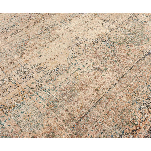 Persian Fine Antique Persian Kirman Handmade Wool Rug For Sale - Image 3 of 7