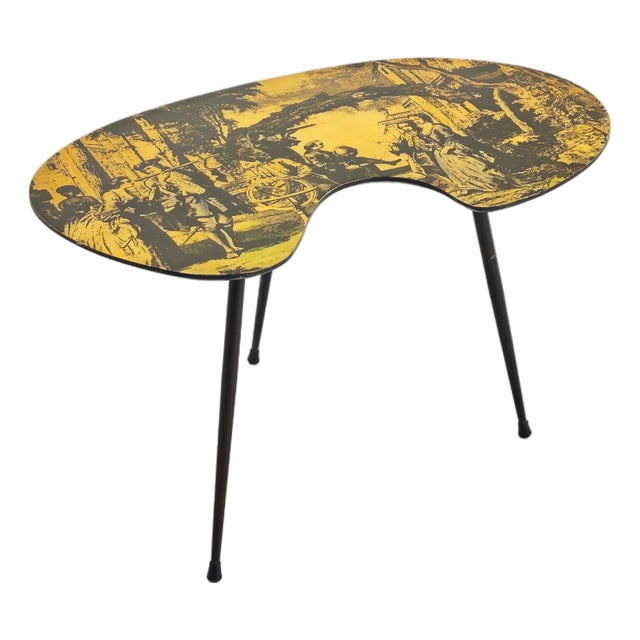 Mid-Century Modern Low Table in Wood and Metal, Italy, 1950s For Sale