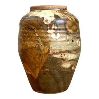 Vintage Glazed Studio Pottery Vase For Sale