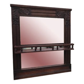 Art Deco Style Shelf Mirror with Oak Frame, 1920s For Sale