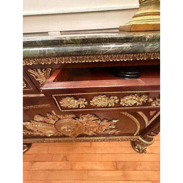 Neoclassical Early 20th Century Rare Neoclassical Ornate Italian Marble Gilded Buffet For Sale - Image 3 of 12