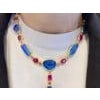 Bochic "Capri" Blue Opal, Ruby & Sapphire Necklace Set in 22k Gold & Silver For Sale - Image 16 of 18
