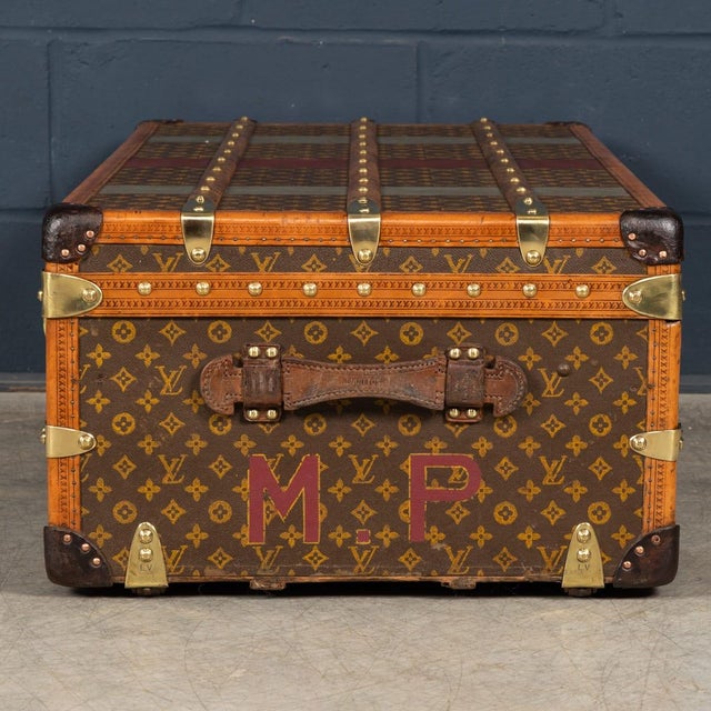 1920s Antique Steamer Trunk in Monogram Canvas from Louis Vuitton, France, 1920s For Sale - Image 5 of 18