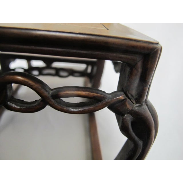 Antique Chinese Marble Inset Carved Wood 3 Step Tier Scholar Display Stand For Sale - Image 9 of 14