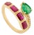 14k Gold Natural 1.59 Ct Ruby Emerald Birthstone Duet Modern Bypass Ring Size 5.5 For Sale