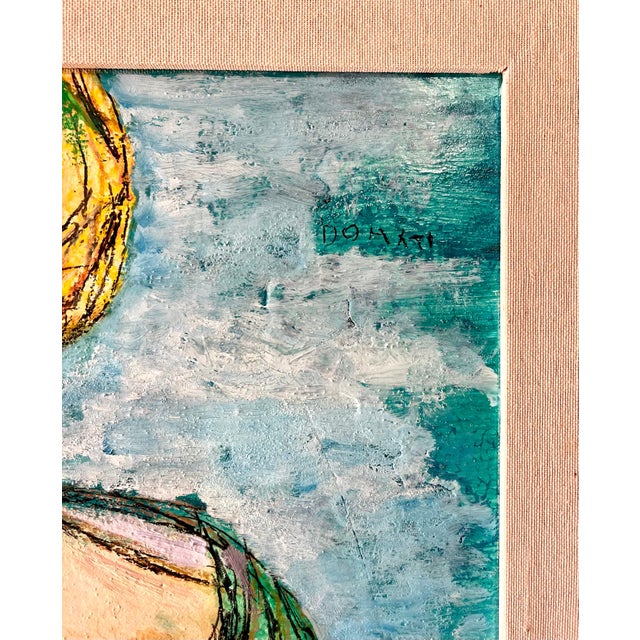 Lazzaro Donati, Italian Modernist Surrealist Woman Colorful Oil Painting Lazzaro Donati, 1961 For Sale - Image 11 of 17